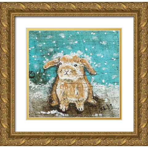 Bunny Gold Ornate Wood Framed Art Print with Double Matting by Strong, Molly Susan
