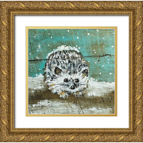Hedgehog Gold Ornate Wood Framed Art Print with Double Matting by Strong, Molly Susan
