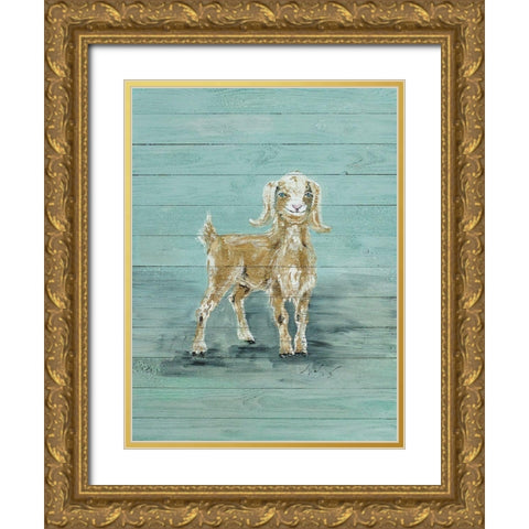 Baby Goat Gold Ornate Wood Framed Art Print with Double Matting by Strong, Molly Susan
