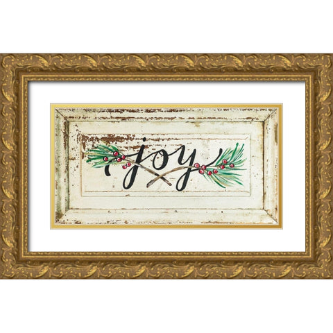 Joy Gold Ornate Wood Framed Art Print with Double Matting by Strong, Molly Susan