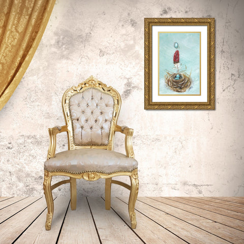 Robin Gold Ornate Wood Framed Art Print with Double Matting by Strong, Molly Susan