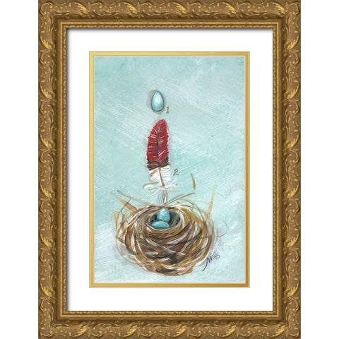 Robin Gold Ornate Wood Framed Art Print with Double Matting by Strong, Molly Susan