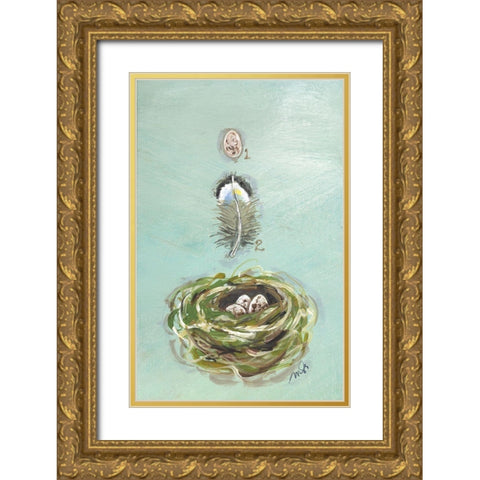 Chickadee Gold Ornate Wood Framed Art Print with Double Matting by Strong, Molly Susan