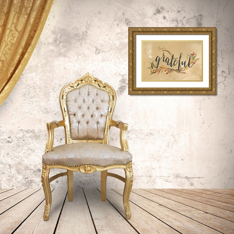 Grateful Gold Ornate Wood Framed Art Print with Double Matting by Strong, Molly Susan