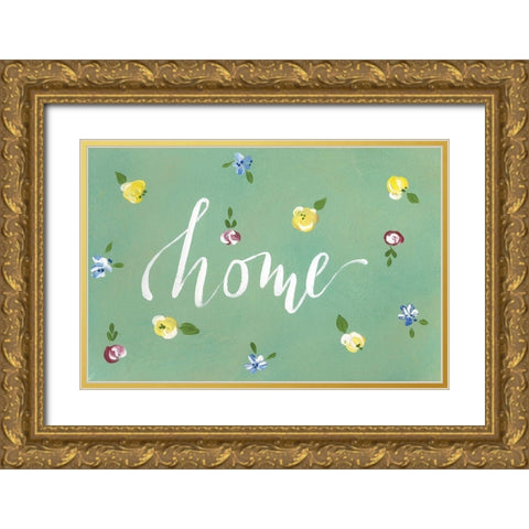 Home Gold Ornate Wood Framed Art Print with Double Matting by Strong, Molly Susan