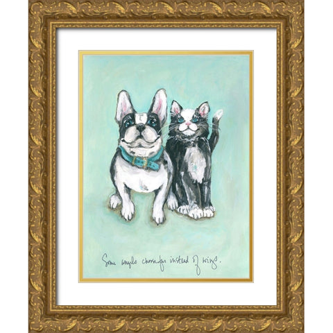 Some Angels Gold Ornate Wood Framed Art Print with Double Matting by Strong, Molly Susan