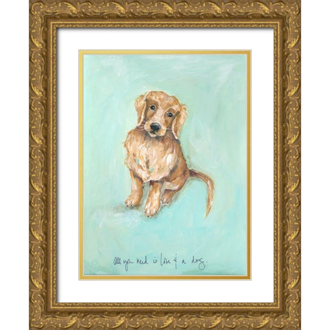 Love and a Dog Gold Ornate Wood Framed Art Print with Double Matting by Strong, Molly Susan
