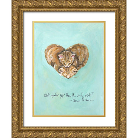 Love of a Cat Gold Ornate Wood Framed Art Print with Double Matting by Strong, Molly Susan