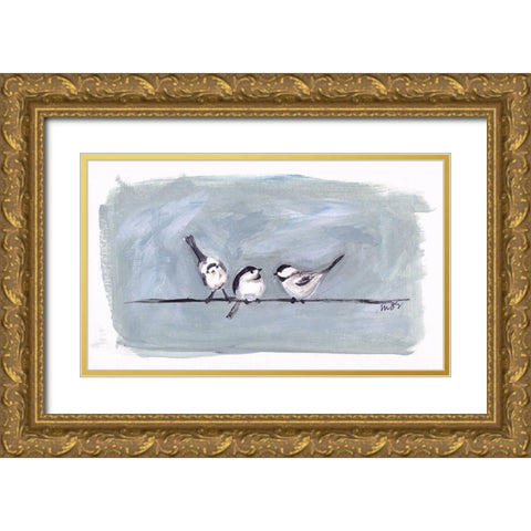 Birds on a Wire I Gold Ornate Wood Framed Art Print with Double Matting by Strong, Molly Susan