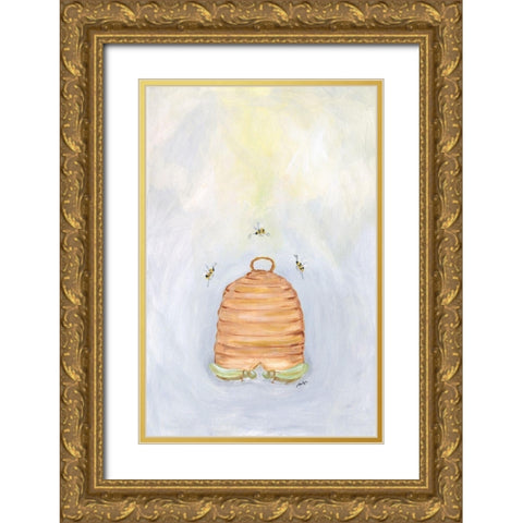 Bees Gold Ornate Wood Framed Art Print with Double Matting by Strong, Molly Susan