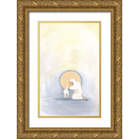Lamb Gold Ornate Wood Framed Art Print with Double Matting by Strong, Molly Susan