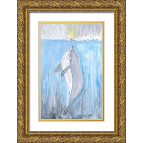 Whale Gold Ornate Wood Framed Art Print with Double Matting by Strong, Molly Susan