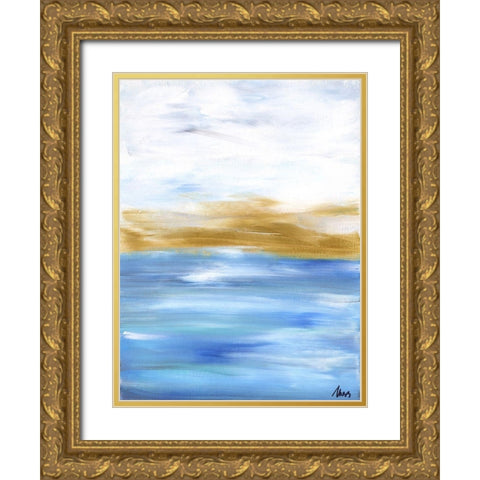 Ocean Abstract II Gold Ornate Wood Framed Art Print with Double Matting by Strong, Molly Susan