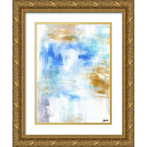 Ocean Abstract III Gold Ornate Wood Framed Art Print with Double Matting by Strong, Molly Susan
