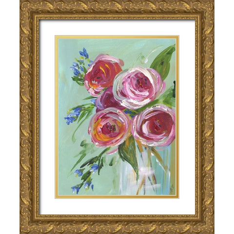 Floral Still Life Gold Ornate Wood Framed Art Print with Double Matting by Strong, Molly Susan