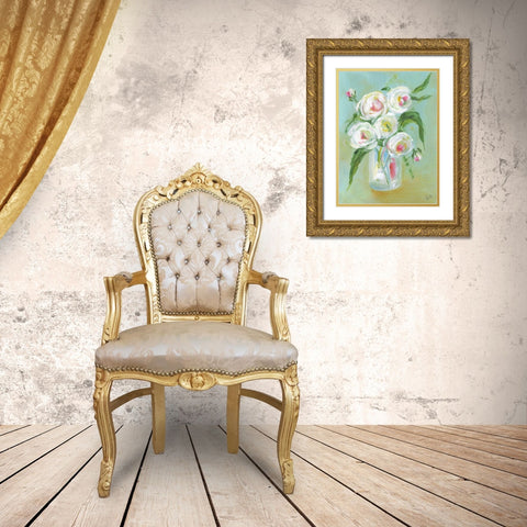 Floral Still Life III Gold Ornate Wood Framed Art Print with Double Matting by Strong, Molly Susan