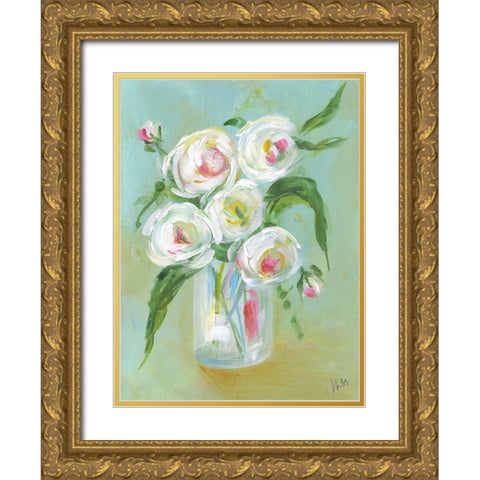 Floral Still Life III Gold Ornate Wood Framed Art Print with Double Matting by Strong, Molly Susan