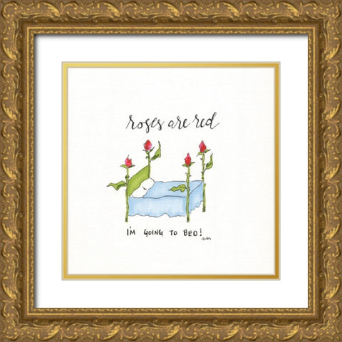 Roses Are Red Gold Ornate Wood Framed Art Print with Double Matting by Strong, Molly Susan