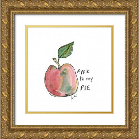 Apple to My Pie Gold Ornate Wood Framed Art Print with Double Matting by Strong, Molly Susan
