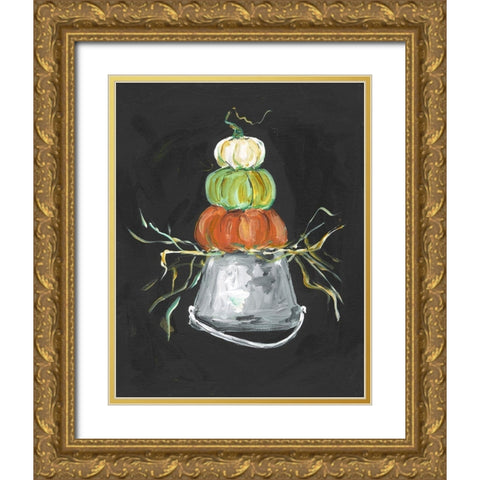 Pumpkin Stack Gold Ornate Wood Framed Art Print with Double Matting by Strong, Molly Susan