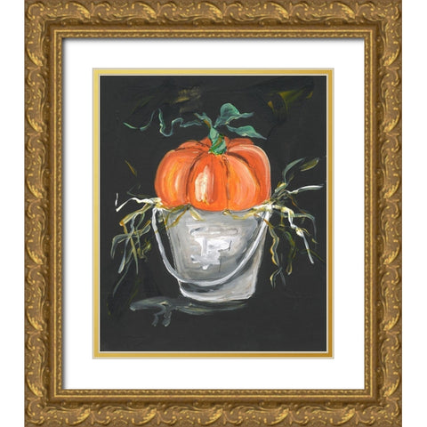 Pumpkin in a Bucket Gold Ornate Wood Framed Art Print with Double Matting by Strong, Molly Susan