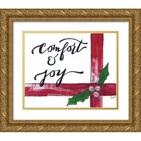 Comfort and Joy Gold Ornate Wood Framed Art Print with Double Matting by Strong, Molly Susan