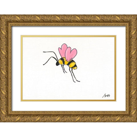 Valentine Bee Gold Ornate Wood Framed Art Print with Double Matting by Strong, Molly Susan