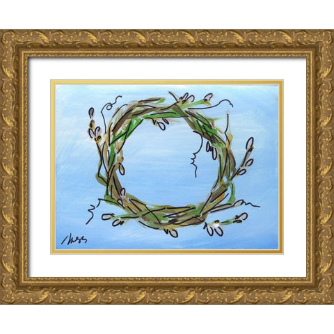 Wreath Gold Ornate Wood Framed Art Print with Double Matting by Strong, Molly Susan
