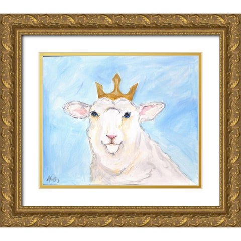 Queen Sheep Gold Ornate Wood Framed Art Print with Double Matting by Strong, Molly Susan