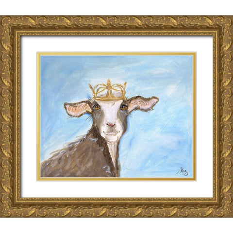 Queen Goat Gold Ornate Wood Framed Art Print with Double Matting by Strong, Molly Susan