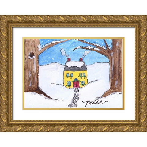 Peace Gold Ornate Wood Framed Art Print with Double Matting by Strong, Molly Susan
