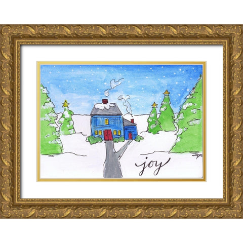 Joy Gold Ornate Wood Framed Art Print with Double Matting by Strong, Molly Susan