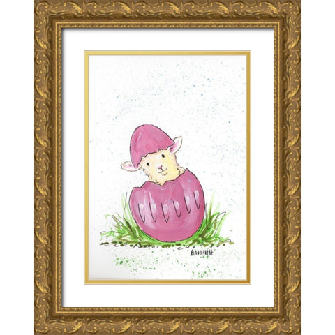 Bahhhh Gold Ornate Wood Framed Art Print with Double Matting by Strong, Molly Susan