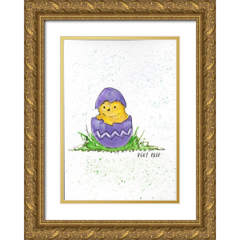 Peep Peep Gold Ornate Wood Framed Art Print with Double Matting by Strong, Molly Susan