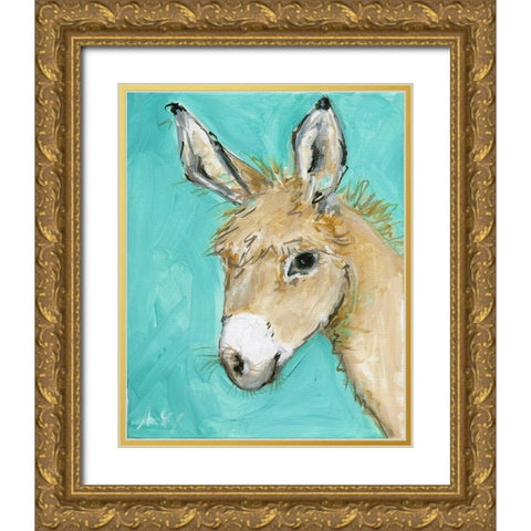 Donkey Gold Ornate Wood Framed Art Print with Double Matting by Strong, Molly Susan