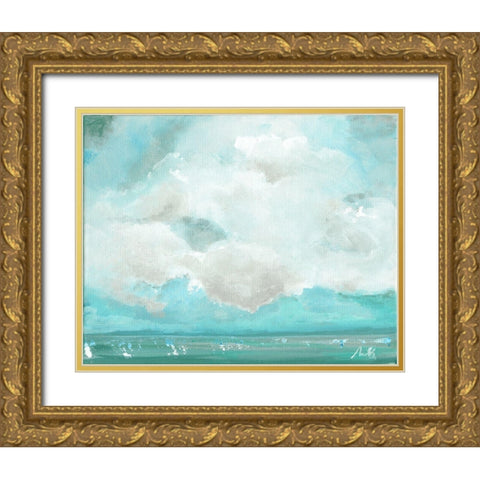 Oceanscape II Gold Ornate Wood Framed Art Print with Double Matting by Strong, Molly Susan