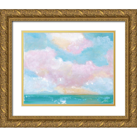 Oceanscape III Gold Ornate Wood Framed Art Print with Double Matting by Strong, Molly Susan