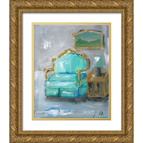Chair Gold Ornate Wood Framed Art Print with Double Matting by Strong, Molly Susan