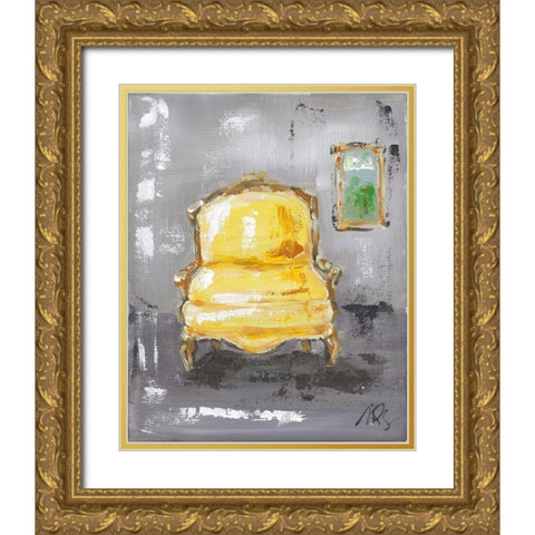 Yellow Chair Gold Ornate Wood Framed Art Print with Double Matting by Strong, Molly Susan