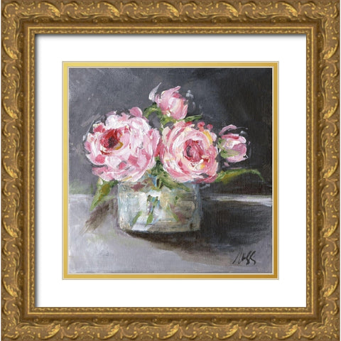 Roses Gold Ornate Wood Framed Art Print with Double Matting by Strong, Molly Susan