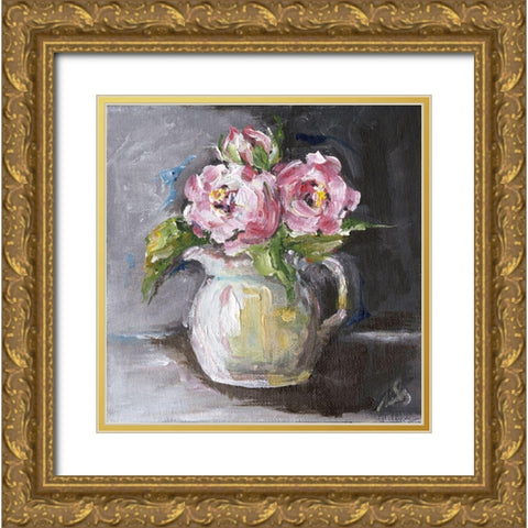 Roses II Gold Ornate Wood Framed Art Print with Double Matting by Strong, Molly Susan