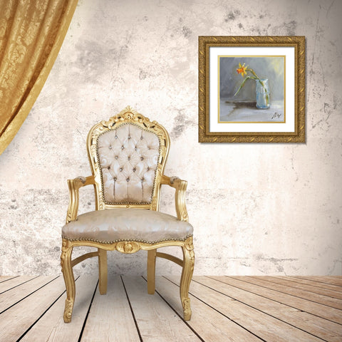 Daffodil Gold Ornate Wood Framed Art Print with Double Matting by Strong, Molly Susan