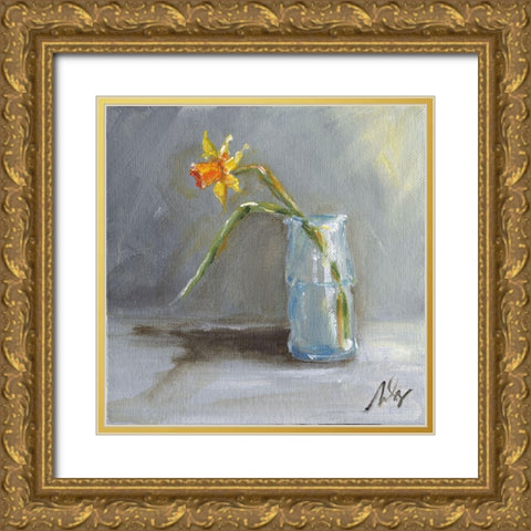Daffodil Gold Ornate Wood Framed Art Print with Double Matting by Strong, Molly Susan