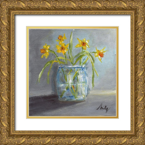Daffodils II Gold Ornate Wood Framed Art Print with Double Matting by Strong, Molly Susan