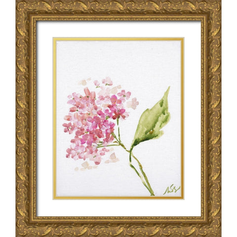 Pink Blossoms Gold Ornate Wood Framed Art Print with Double Matting by Strong, Molly Susan