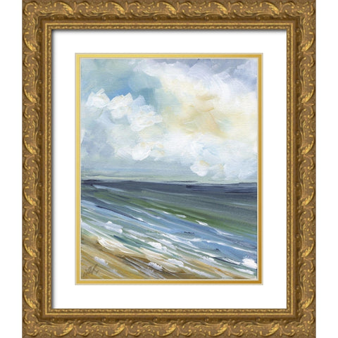Beach Horizon Gold Ornate Wood Framed Art Print with Double Matting by Strong, Molly Susan