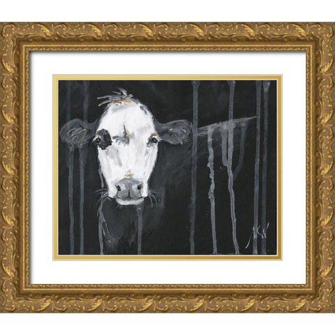 Cow Gold Ornate Wood Framed Art Print with Double Matting by Strong, Molly Susan