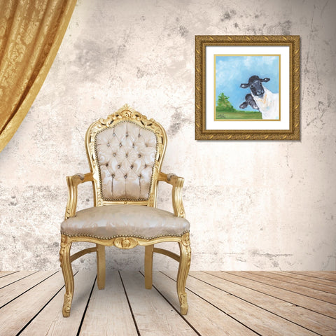 Peeking Gold Ornate Wood Framed Art Print with Double Matting by Strong, Molly Susan