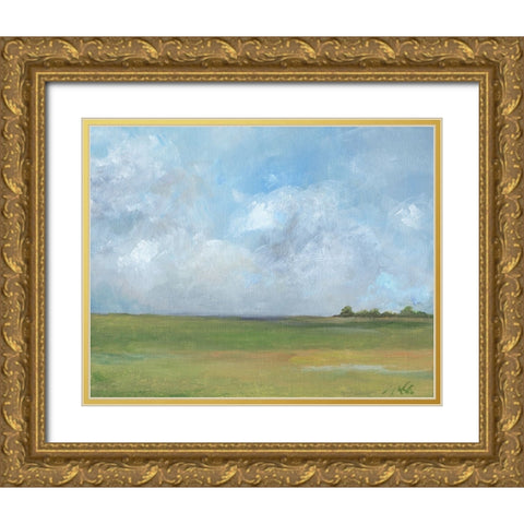 Pasture II Gold Ornate Wood Framed Art Print with Double Matting by Strong, Molly Susan