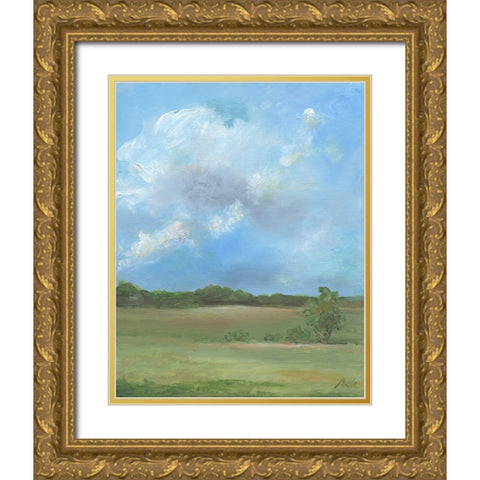 Pasture III Gold Ornate Wood Framed Art Print with Double Matting by Strong, Molly Susan